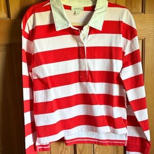 Red & White Striped Women’s Rugby Shirt